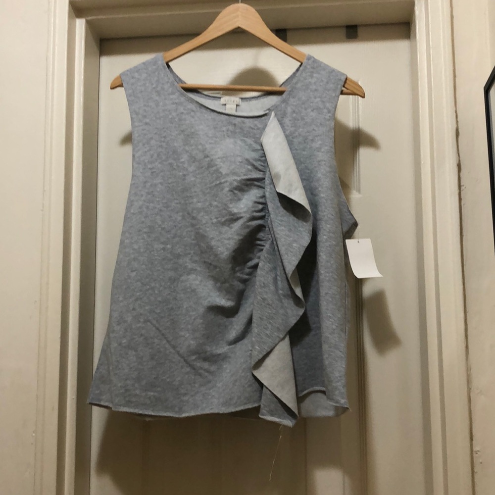 NWT Hinge Gray Ruffle sleeveless top